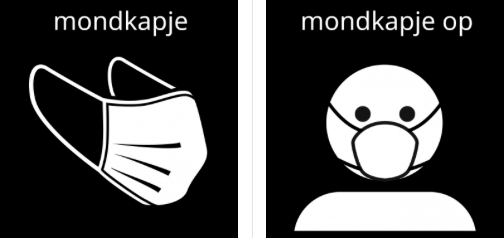 Pictogrammen mondkapje en mondkapje op