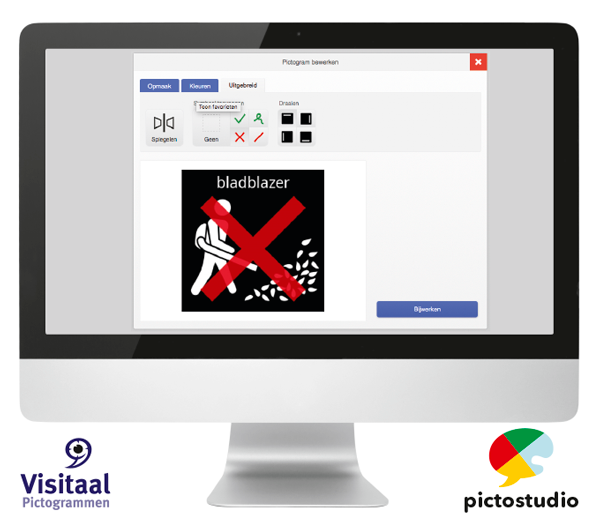 Foto scherm pictogram 'bladblazer bewerken' in Pictostudio