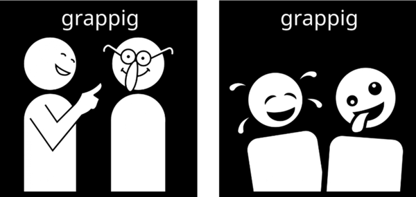 Oude en nieuwe pictogram voor grappig