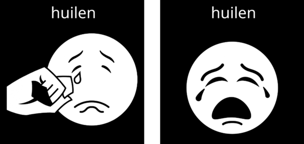 Oude en nieuwe pictogram voor huilen